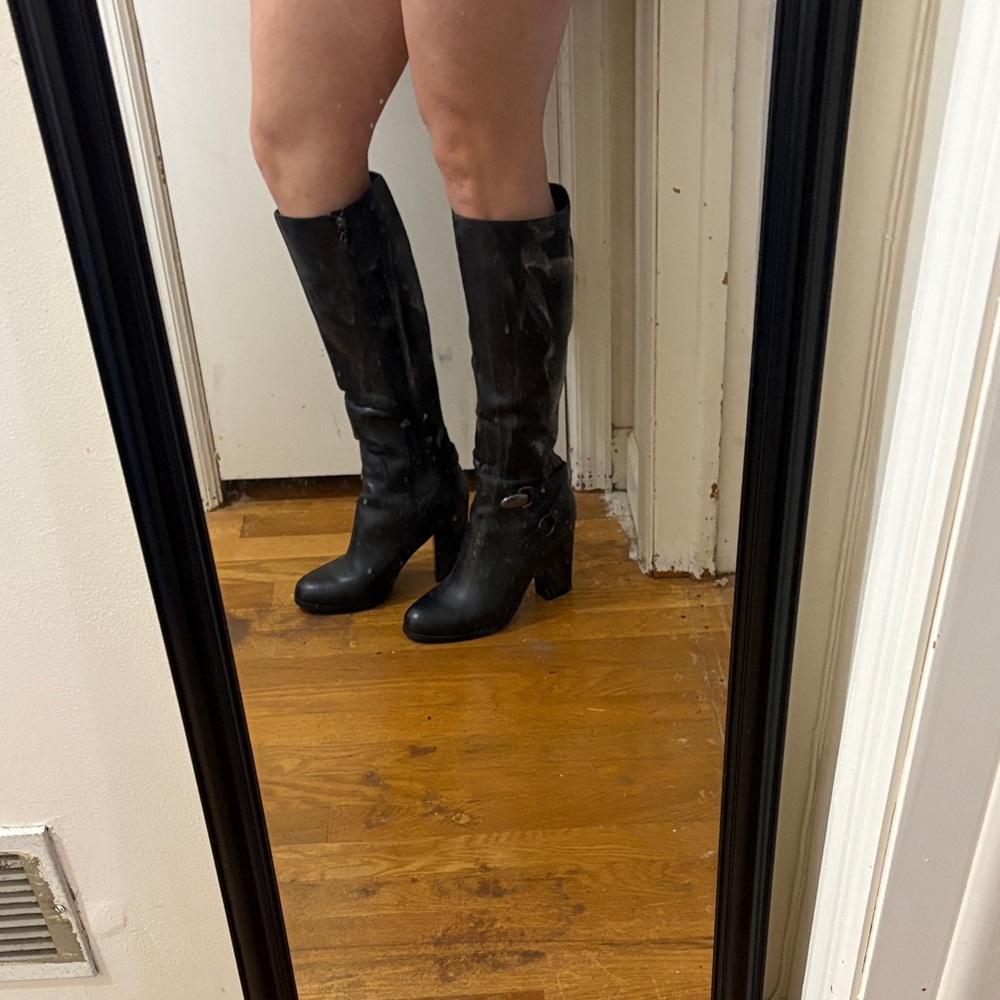 Tahari Black Heeled Knee-High Boots